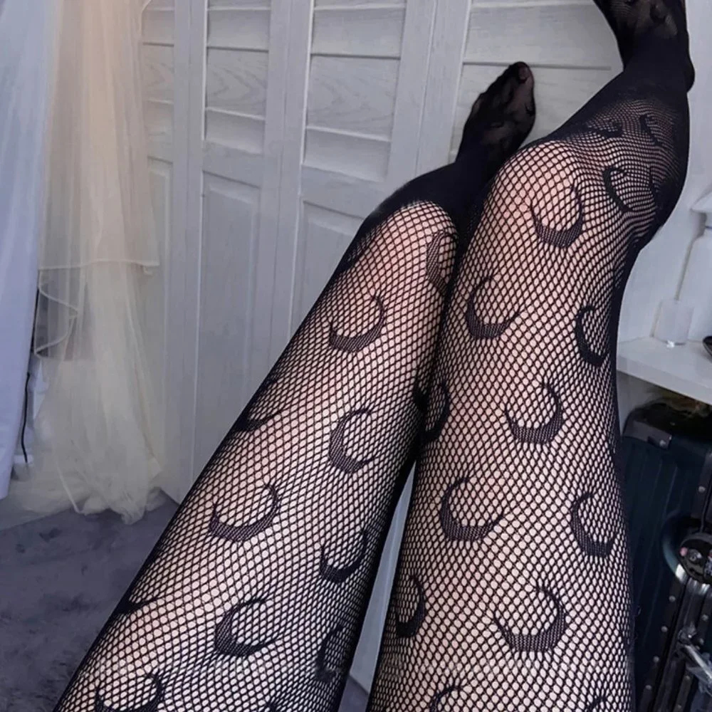 🌙 Celestial‎ Crescent Moon Fishnet Tights Pantyhose Stockings